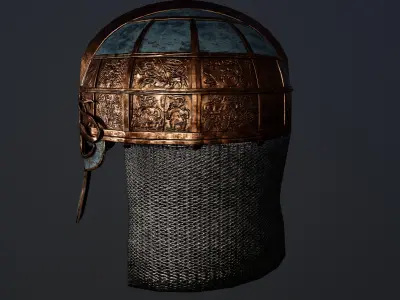 Scandinavian helmet of the Vendel era Low-poly 3D model