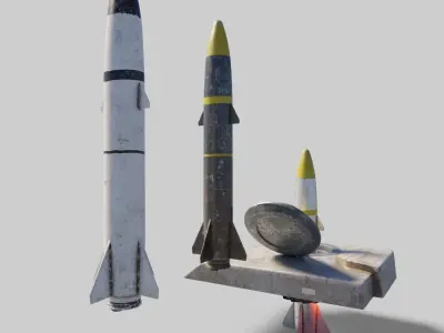 Missile with 2k pbr textures 3 variation Low-poly 3D model