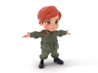 Young Soldier Character Rigged and Animated D Model Low-poly 3D model