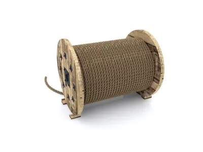 WOODEN ROPE PULLEY Low-poly 3D model