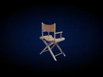 Wooden chair medieval game asset Low-poly 3D model