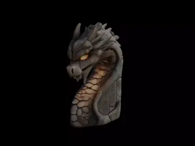 Ancient Stone Dragon Totem 3D model