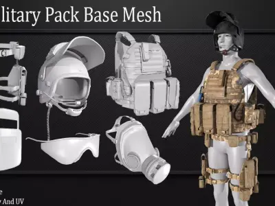 30 Military Pack Base Mesh Vol 03 Game Ready Low-poly 3D model