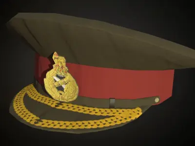 4 British ww2 military officier berets Low-poly 3D model