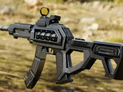 Realistic 3d assault rifle BLACK Low-poly 3D model