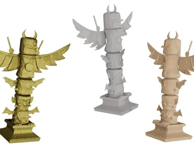 Totem Pole Low-poly 3D model