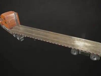 Semi Truck Flatbed Trailer Low-poly 3D model