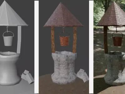 Medieval-Themed Water Well  Low-poly 3D model