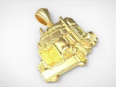 Semi Trailer Truck Pendant Necklace Jewerlry 3D print model get