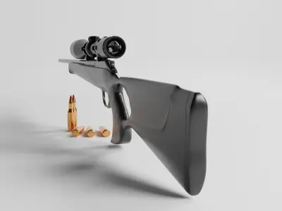 Detailed hunting rifle with scope 3D model