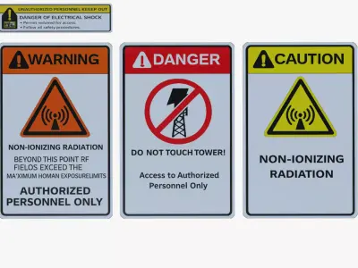 Hazard warning signs Low-poly 3D model