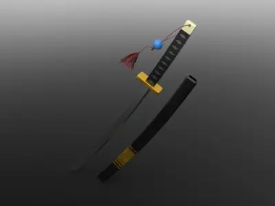 Katana samurai sword Low-poly 3D model