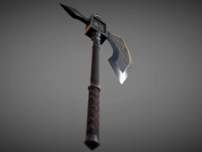 Metal Battle Axe 01 Low-poly 3D model
