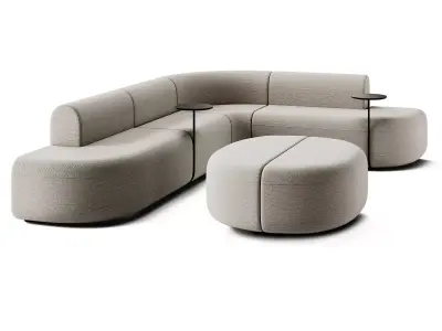 MDD Artico Sectional Sofa with Table Set 3D model