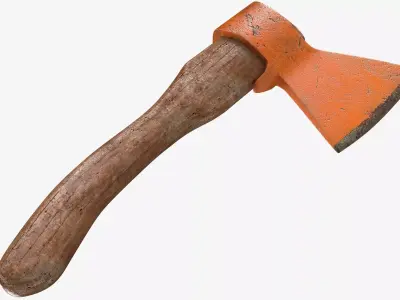 Old axe with wooden handle 3D model