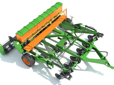 Seed Drill Disc Harrow 3D model