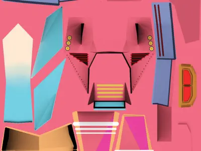 Low Poly Game jet and spaceship simple design Low-poly 3D model
