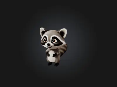 Cartoon Raccoon Low-poly 3D model