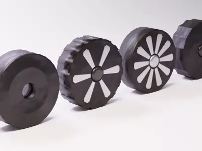 Set of rubber tires for retro cartoon cars 3D model
