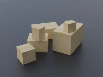 Packaging Boxes Carton Low-poly 3D model
