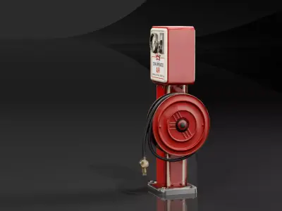 Vintage Gas Station Air Pump Low-poly 3D model