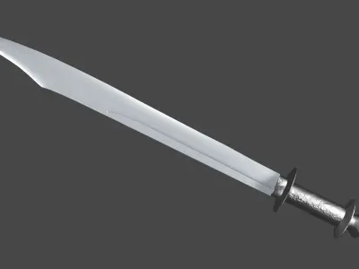 Falchion sword with Khora handle Low-poly 3D model