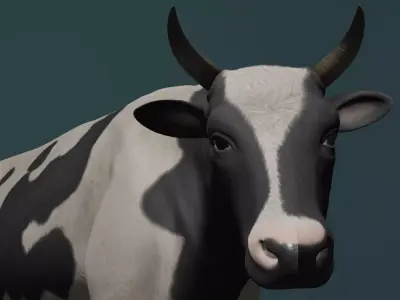 Cow 3D model with Fur Texture 3D model