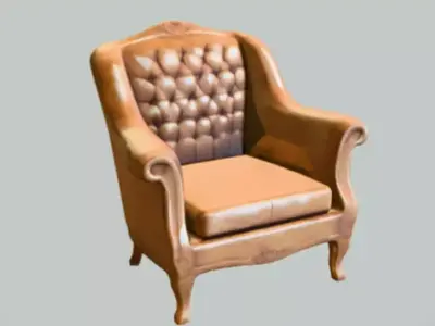 antique leather armchair 3D model
