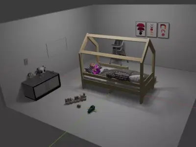 Modern Kids Bedroom Interior 3D Scene Free low-poly 3D model