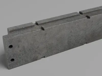 Damaged Graffiti Concrete Barrier - Game Ready Low-poly 3D model