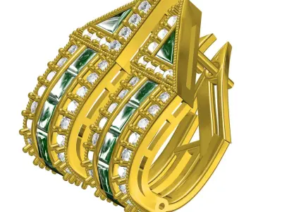 Antique Art Deco Diamond Earring 2 3D print model