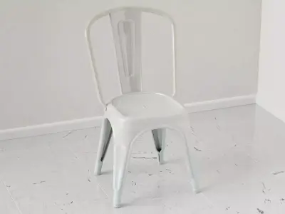 Modern Industrial White Metal Dining Chair 3D model