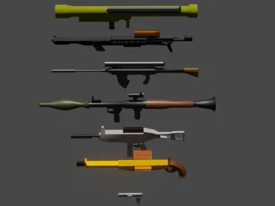 Weapons gun collection  Low-poly 3D model