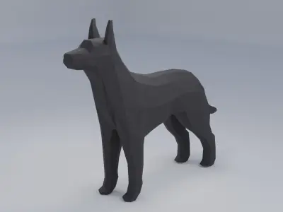 Polygonal dog Low-poly 3D model