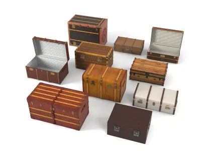 Vintage Trunk Set 3D model
