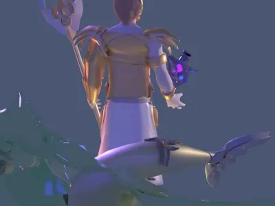 Atlant mermaid holding spear 3D model