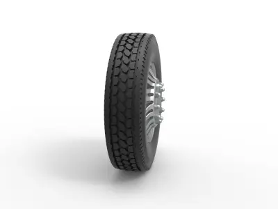 Front custom wheel of semi truck Version 11 Scale 1 to 25 3D print model