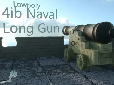 4ib Naval Long Gun Low-poly 3D model
