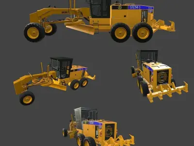 SEM922 AWD Motor Grader Low-poly 3D model