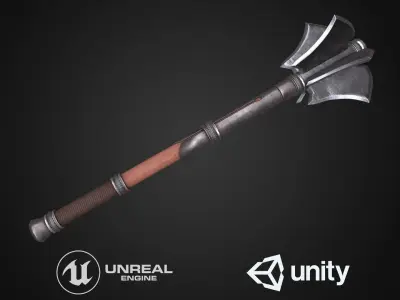 Medieval mace Low-poly 3D model 10