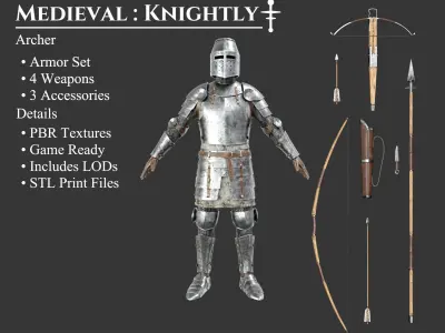Medieval Collection Knightly Archer 3D Model Pack