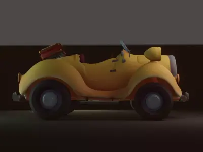 Charming vintage Cartoony car  Free low-poly 3D model
