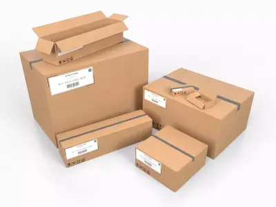 Industrial Cardboard Containers - Rigged and Customizable 3D Model Pack