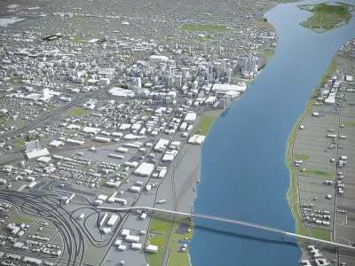 Detroit - city and surroundings 3D model