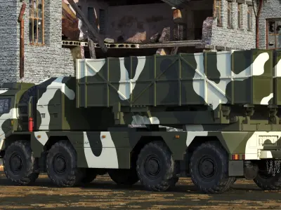 Chinese MLRS WS-2D Green Camouflage 3D model