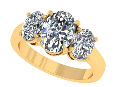 Oval Stone Engagement Ring 3D print model