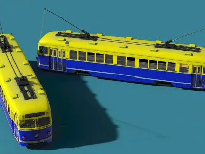  Antique Tram Yellow Blue 