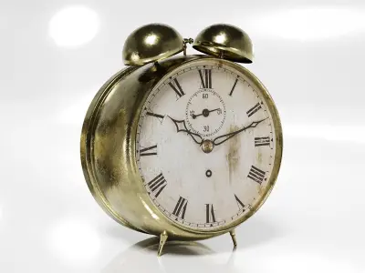 Vintage Roman Numeral Alarm Clock - Low Poly 3D Model Low-poly 3D model