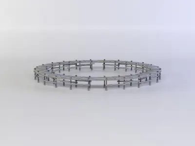 Wooden circle platform Low-poly 3D model