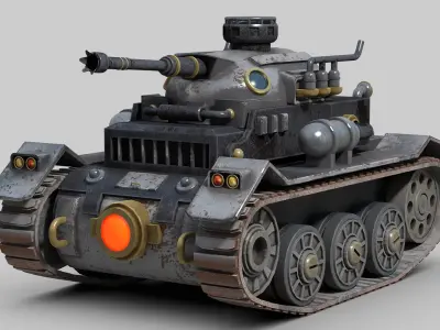 Cartoon Steampunk Tank 3D model
